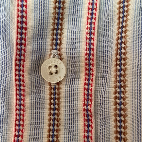 Men’s Alan Flusser red, blue thin pinstripe button  down shirt Size XL, nice - Picture 6 of 13